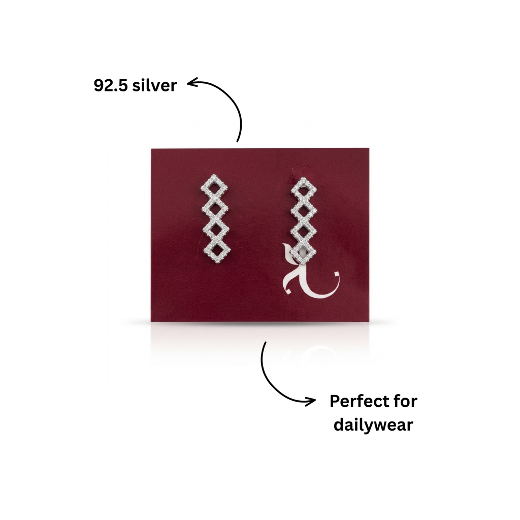 92.5 Silver CZ Diamond Link Ear Climber