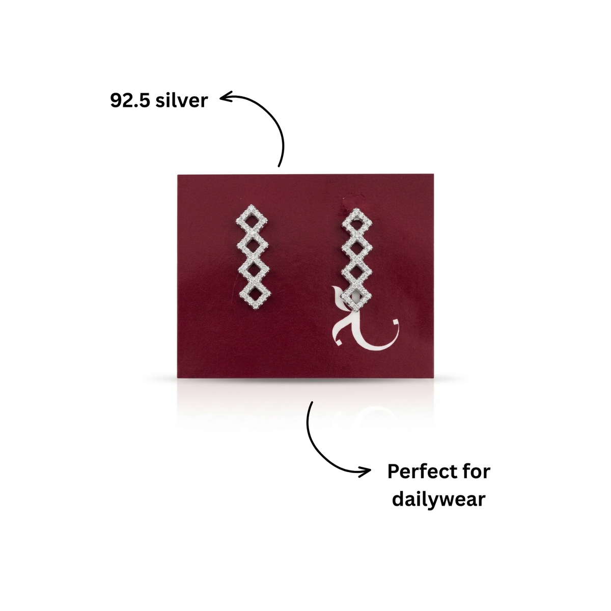 92.5 Silver CZ Diamond Link Ear Climber