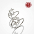 Sparkling Leaf Branch Adjustable 925 Silver Toe Ring