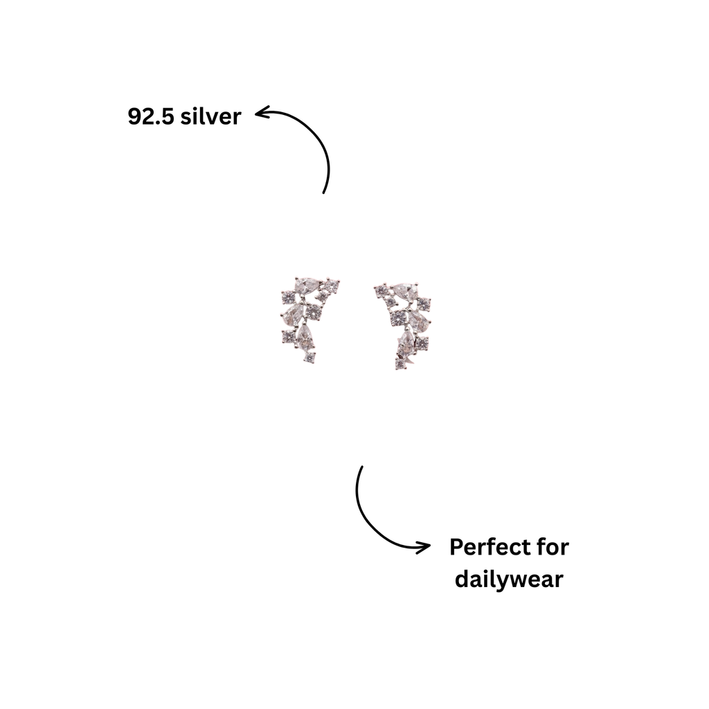 92.5 Silver CZ Cluster Burst Ear Cuff