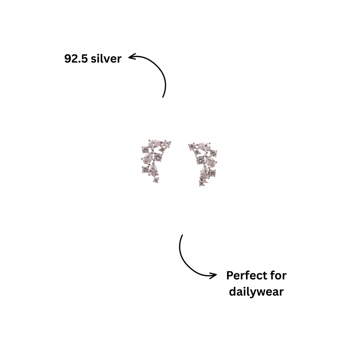 92.5 Silver CZ Cluster Burst Ear Cuff