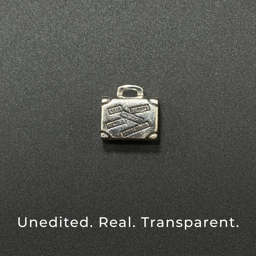 925 Silver Travel Suitcase Charm – “I To Travel”