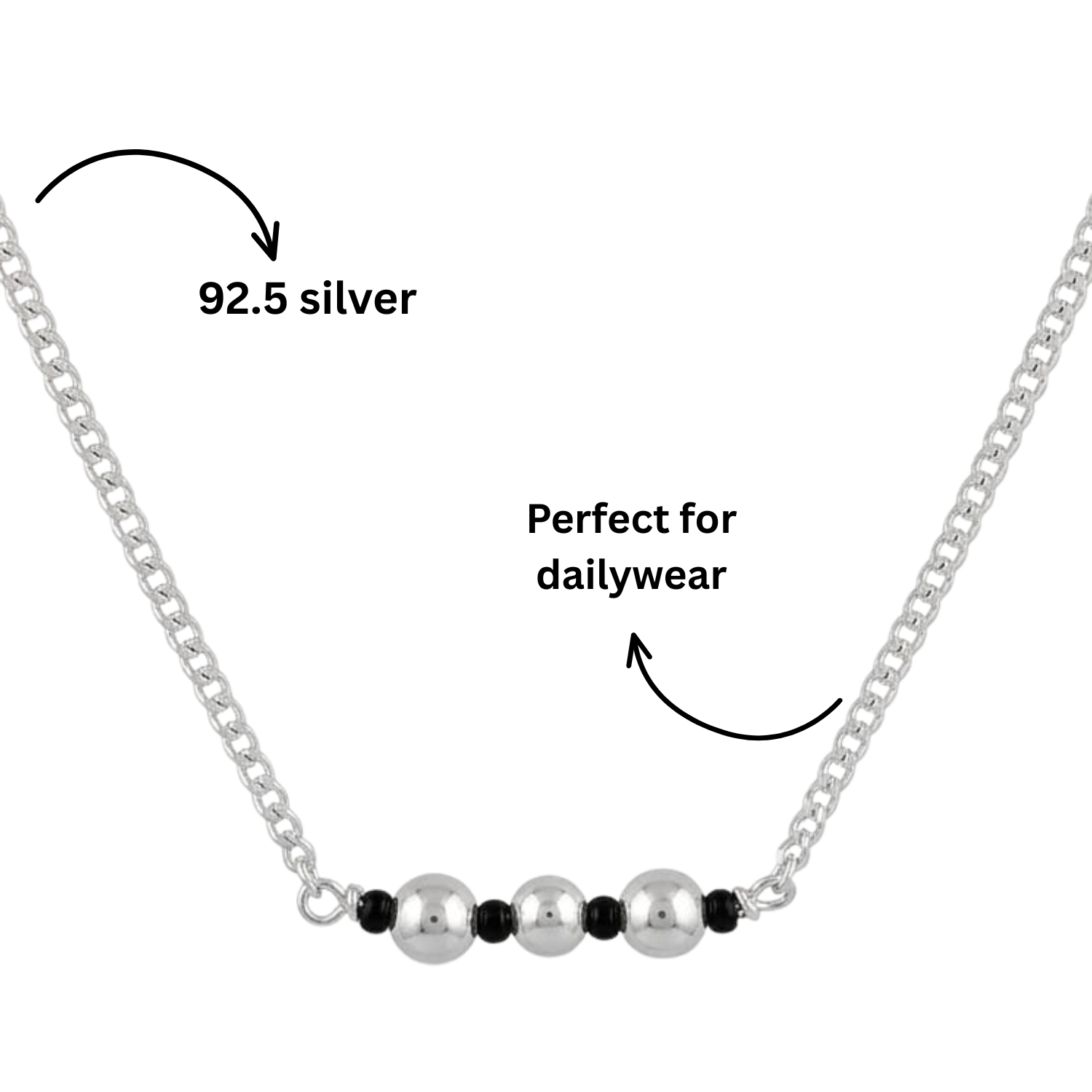 925 Silver Trio Bead Mangalsutra