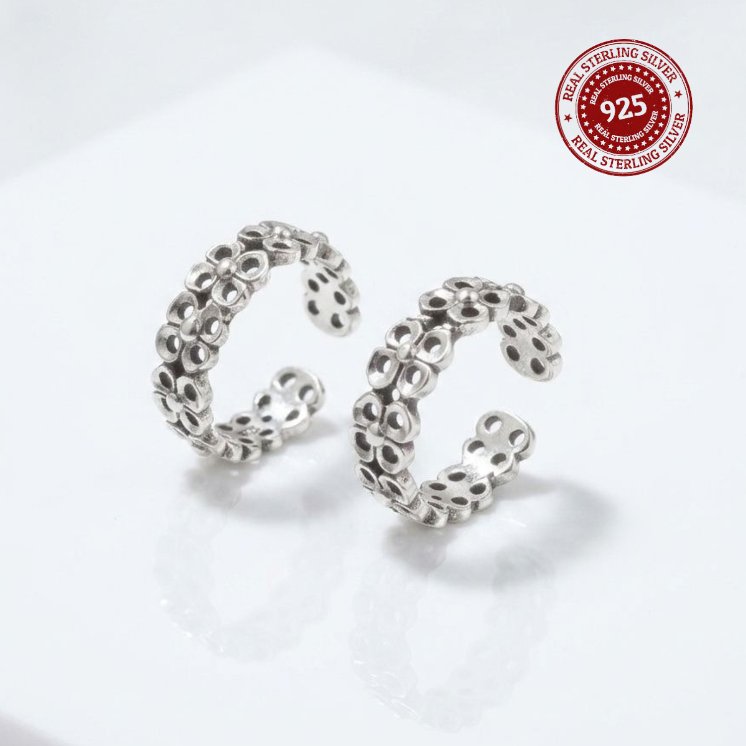 Traditional Oxidized Floral Jodvi 925 Silver Toe Ring