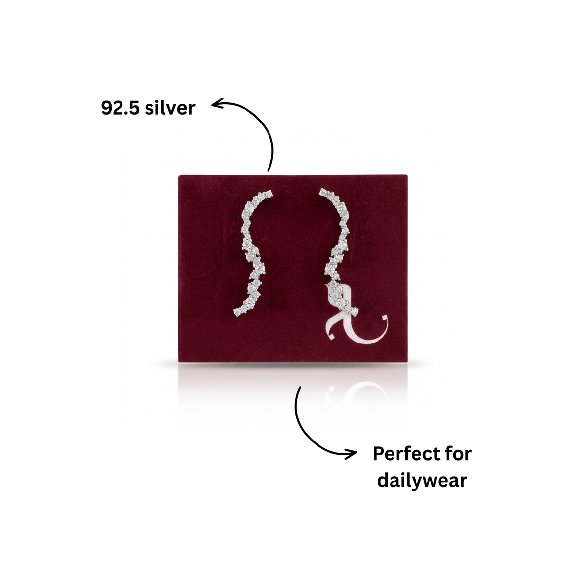 92.5 Silver CZ Wave Ear Climber
