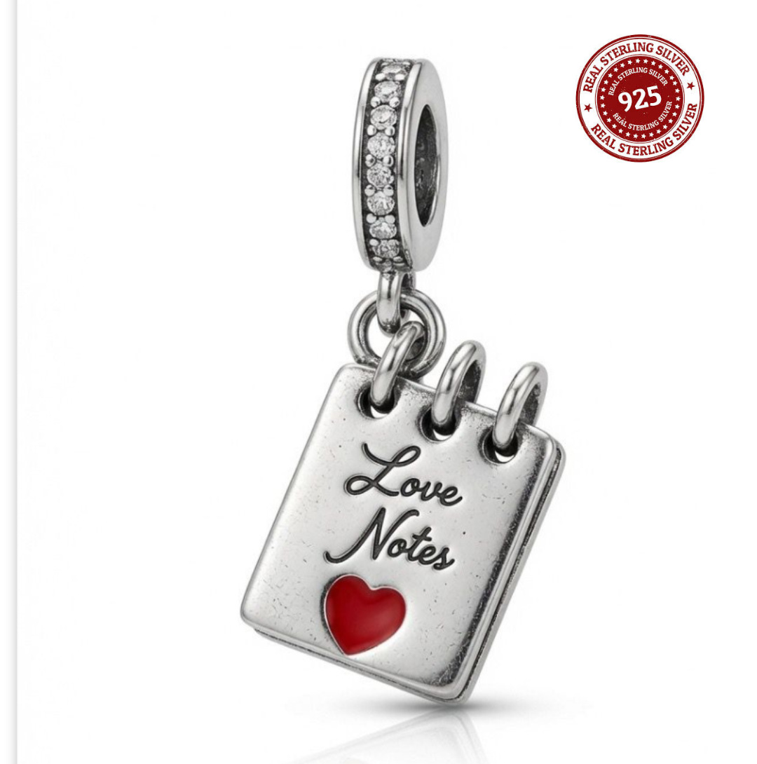 925 Silver “Love Notes” Notebook Dangle Charm