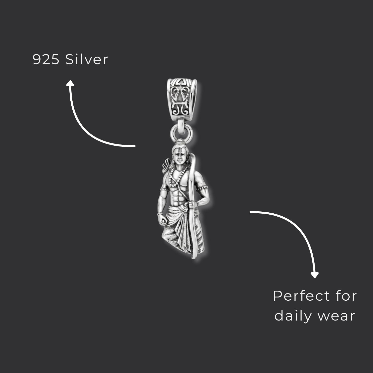 925 Silver The Kodanda Rama Pendant: The Divine Warrior