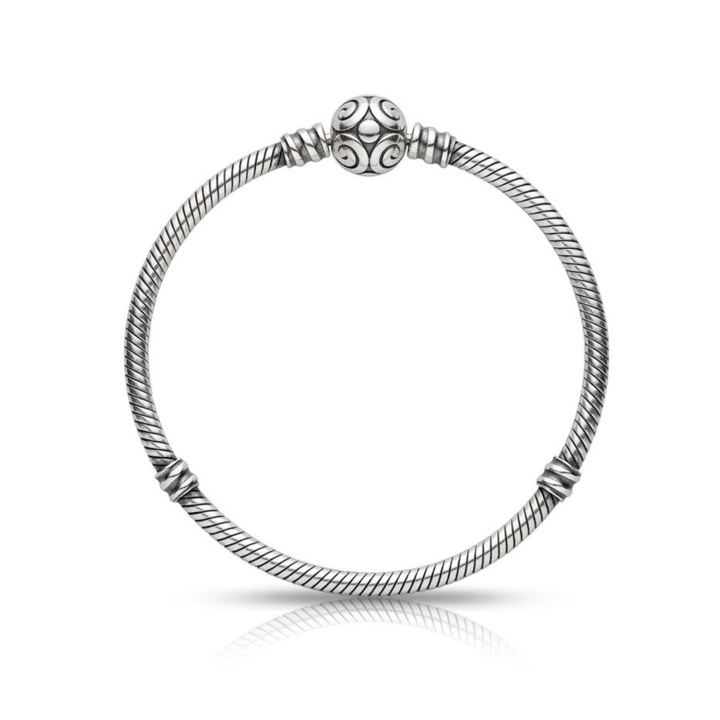 925 Sterling Silver Oxidized Bangle Charm Bracelet