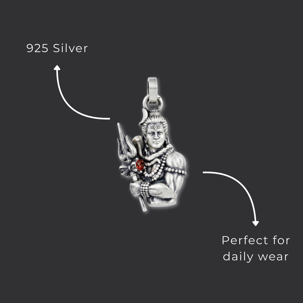 925 Silver Lord Shiva: The Trishula Bearer Pendant