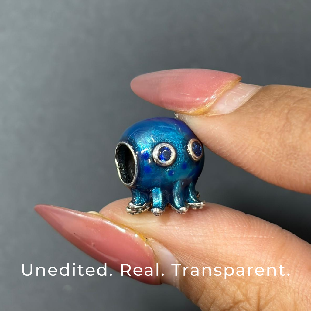 925 Silver Ocean Octopus Blue Charm