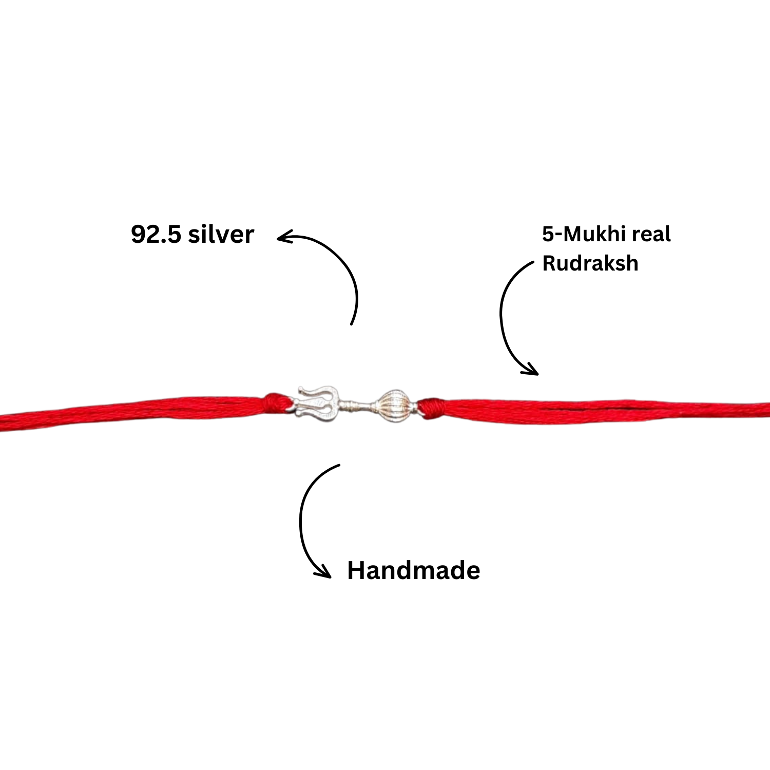 925 Silver Trishul Gada Rakhi