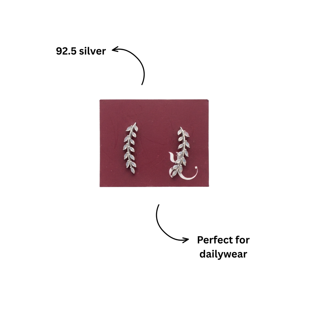 92.5 Silver CZ Leaf Vine Ear Climber