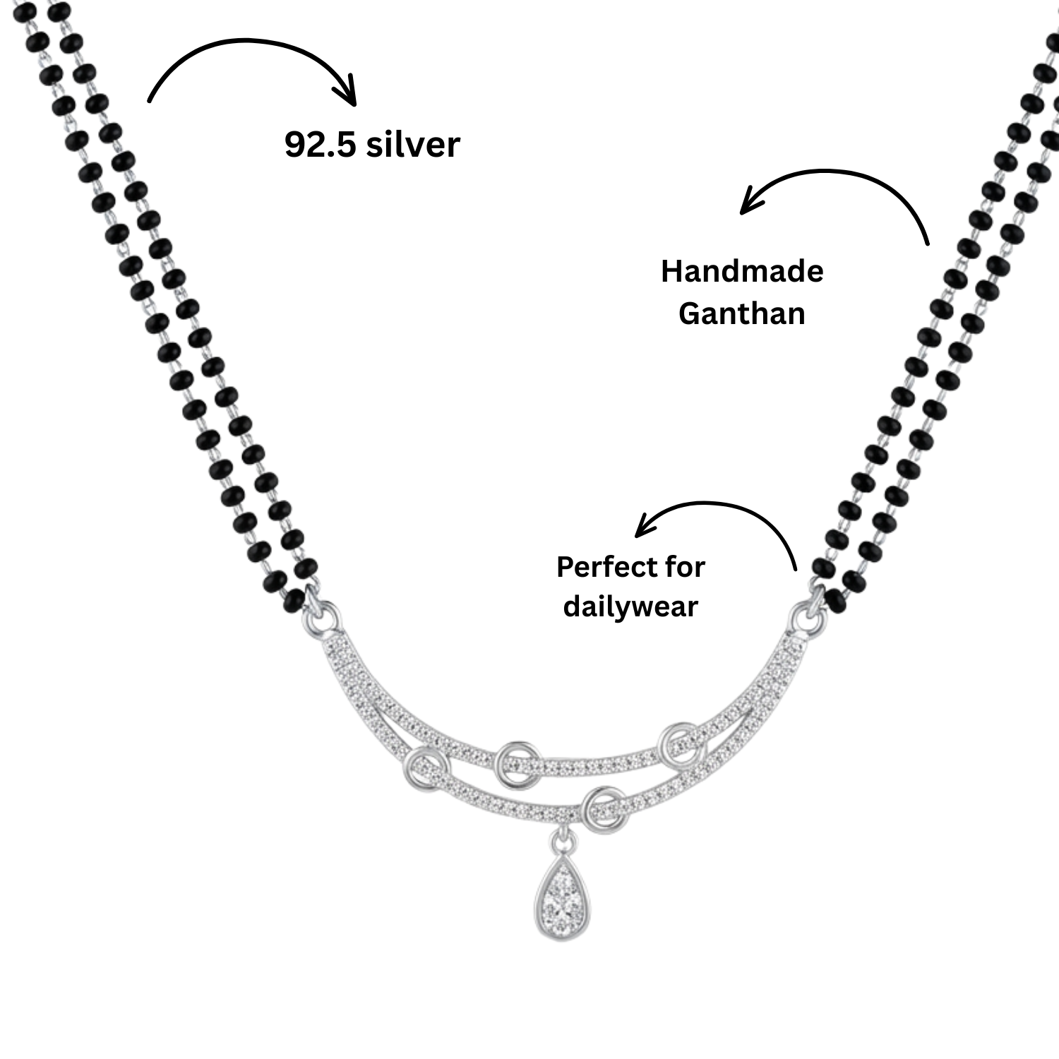 925 Silver CZ Chandrika Mangalsutra