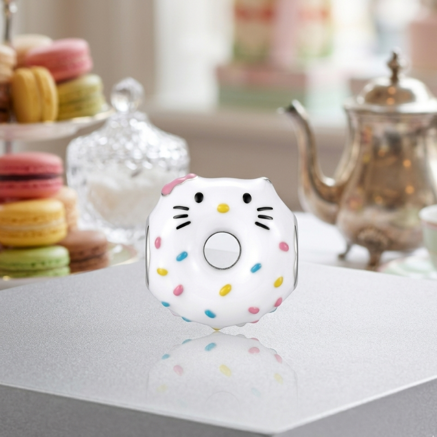 925 Silver Sweet Treat Kitty Donut Charm