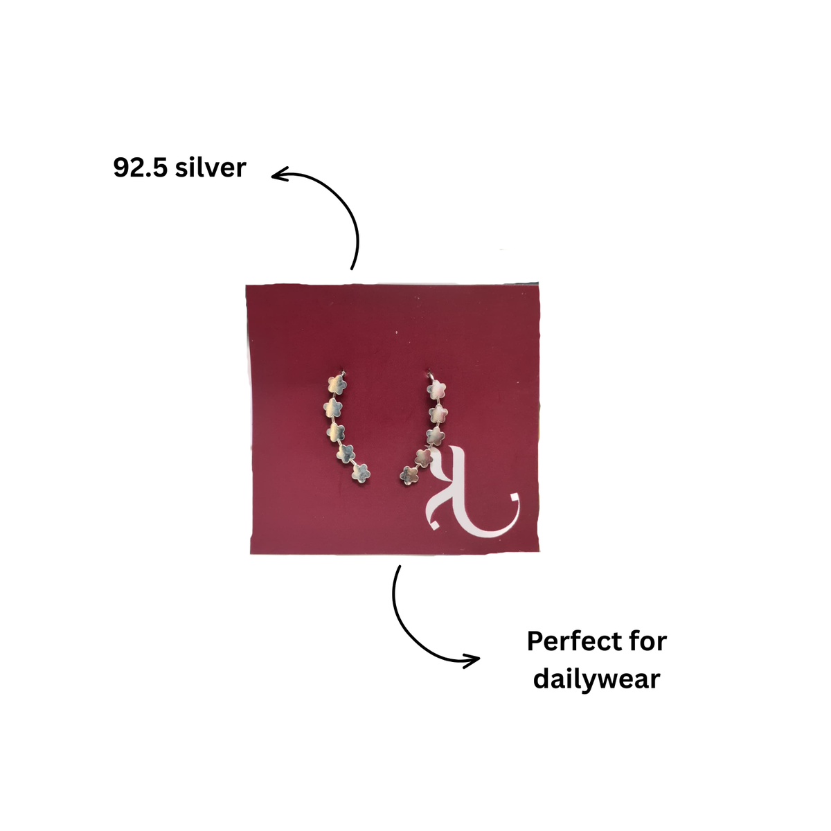 92.5 Silver Flower Ear Climber