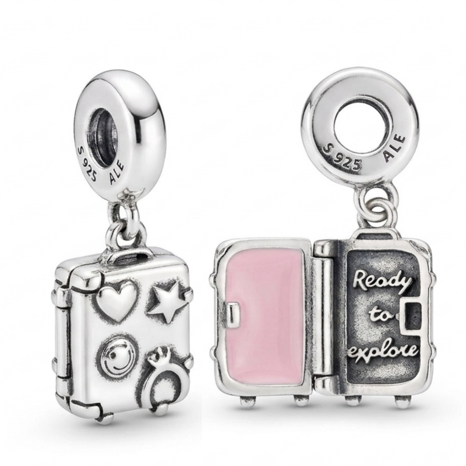 Travel Charm – Openable Suitcase with Photo Insert (925 Silver)