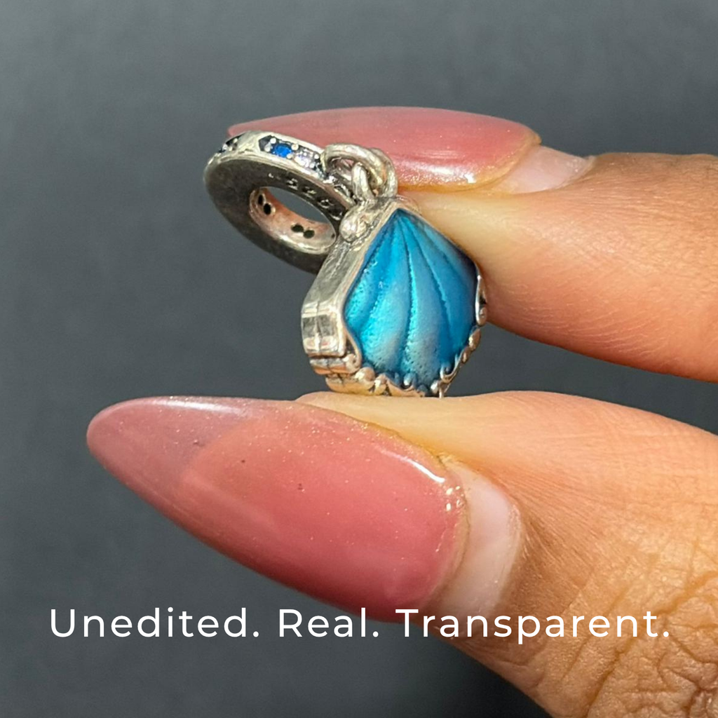 925 Silver Ocean Shell Blue Dangle Charm