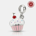 925 Silver Sweet Cherry Cupcake Dangle Charm