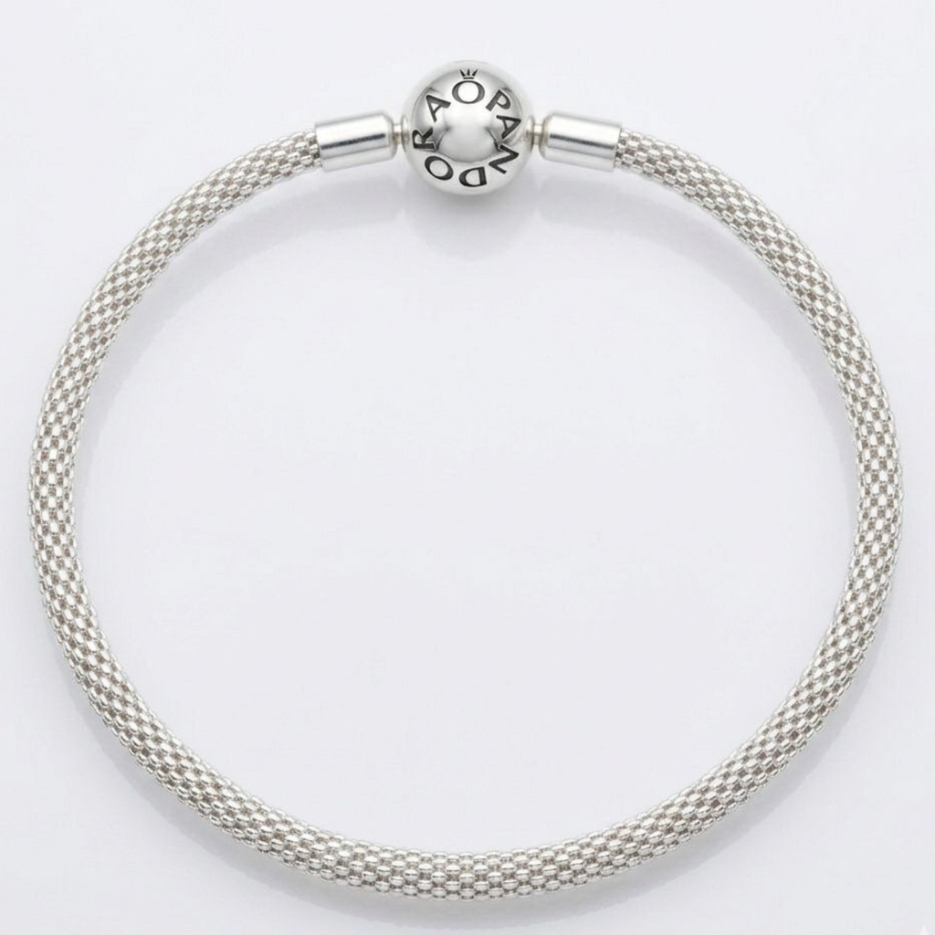 925 Sterling Silver Mesh Charm Bracelet