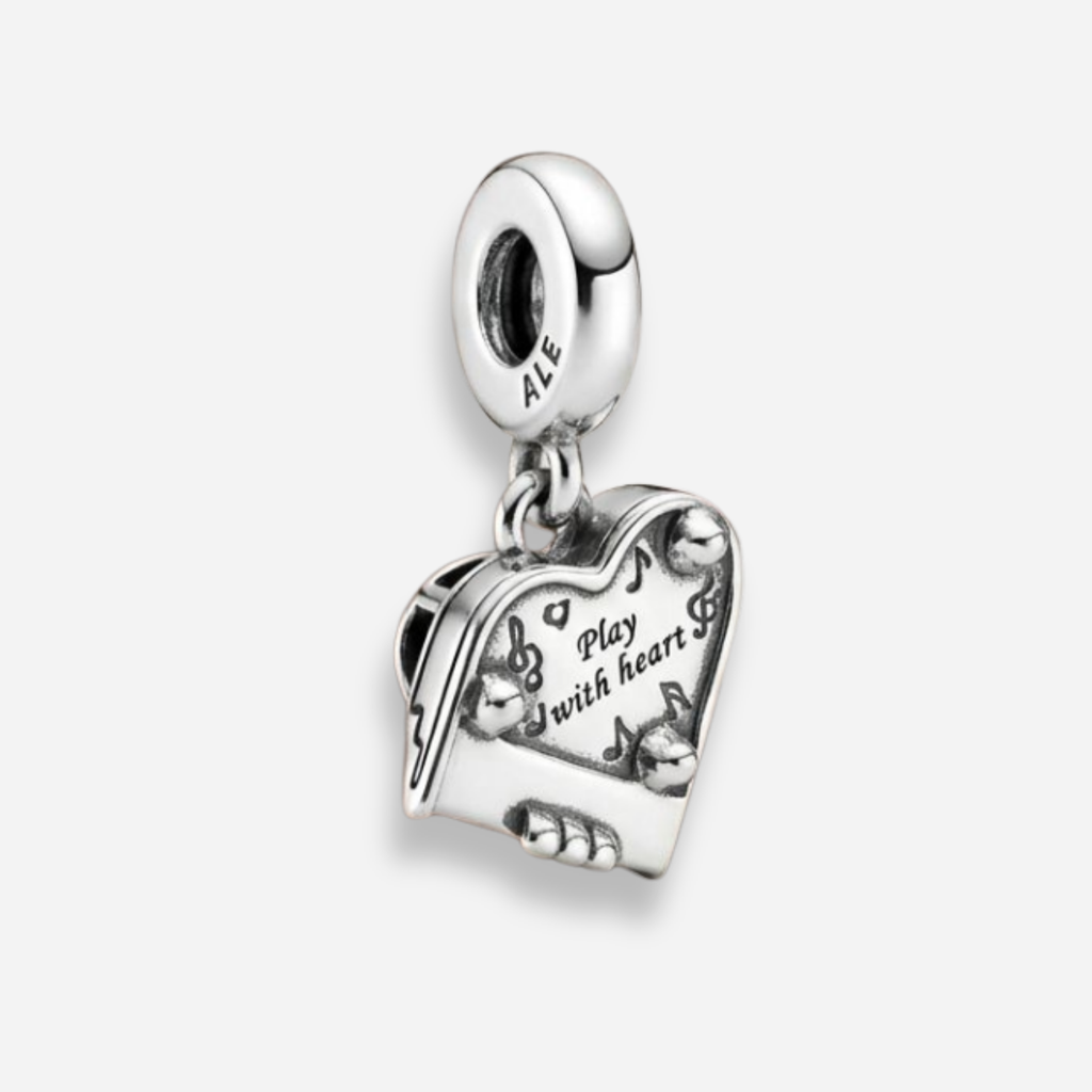 925 Silver Melodic Grand Piano Heart Charm