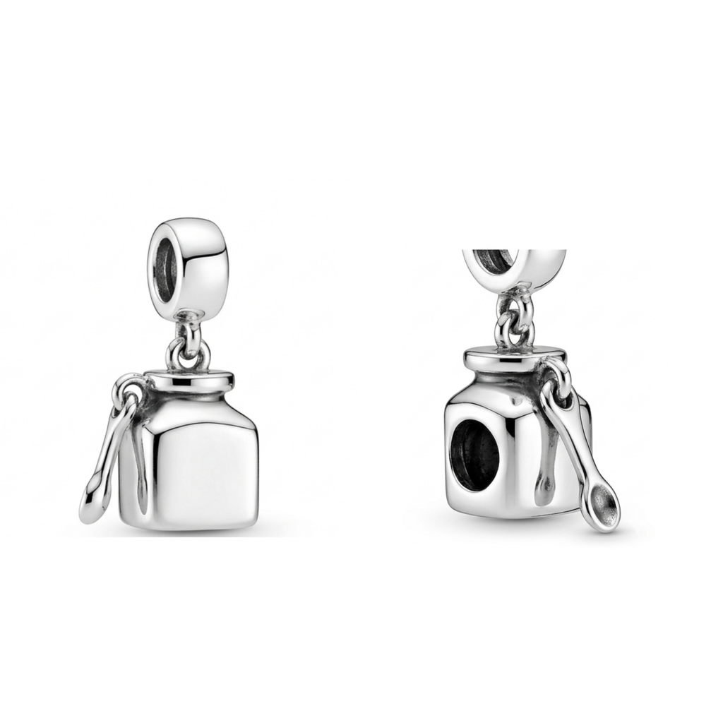 925 Silver Nutella Jar & Spoon Dangle Charm
