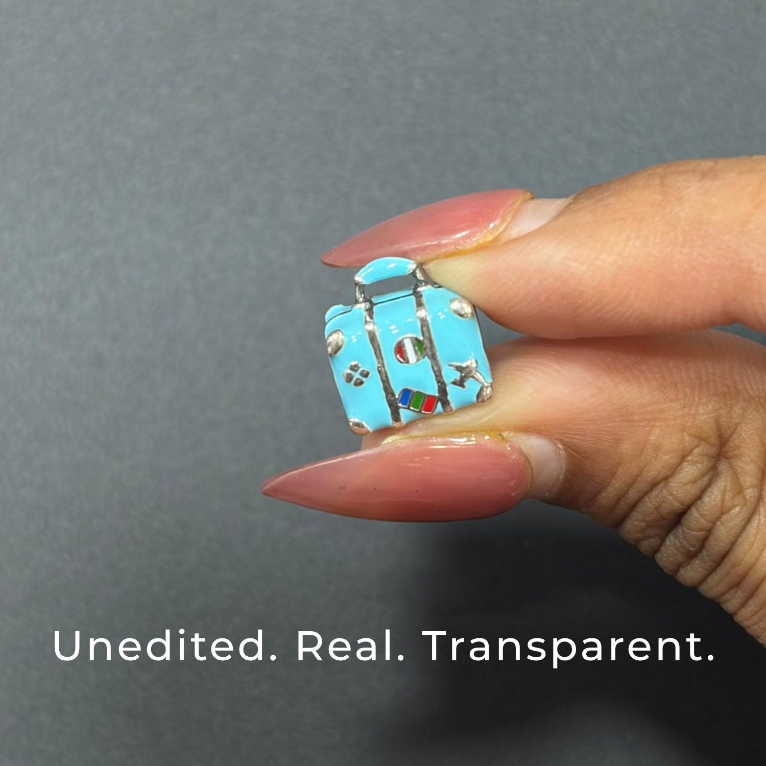 Classic Blue Travel Suitcase Charm (925 Silver)