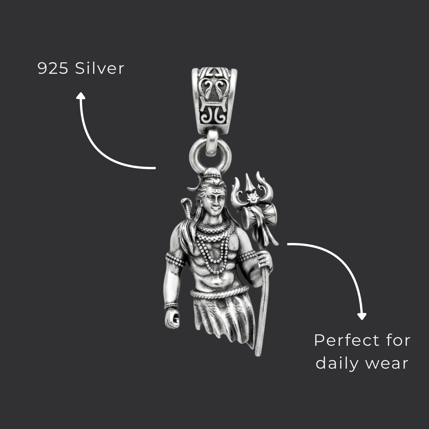 925 Silver Lord Shiva: The Divine Guardian Pendant