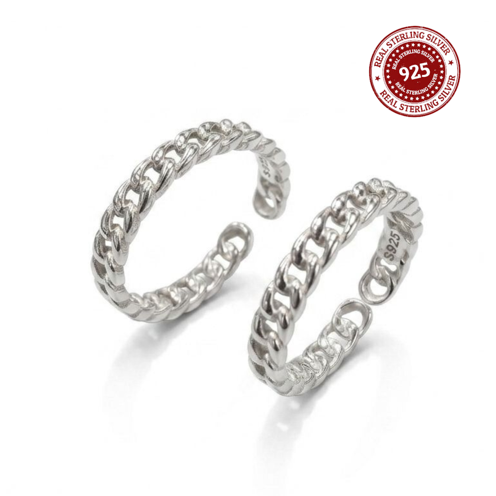 Curb Chain Link Adjustable 925 Silver Toe Ring