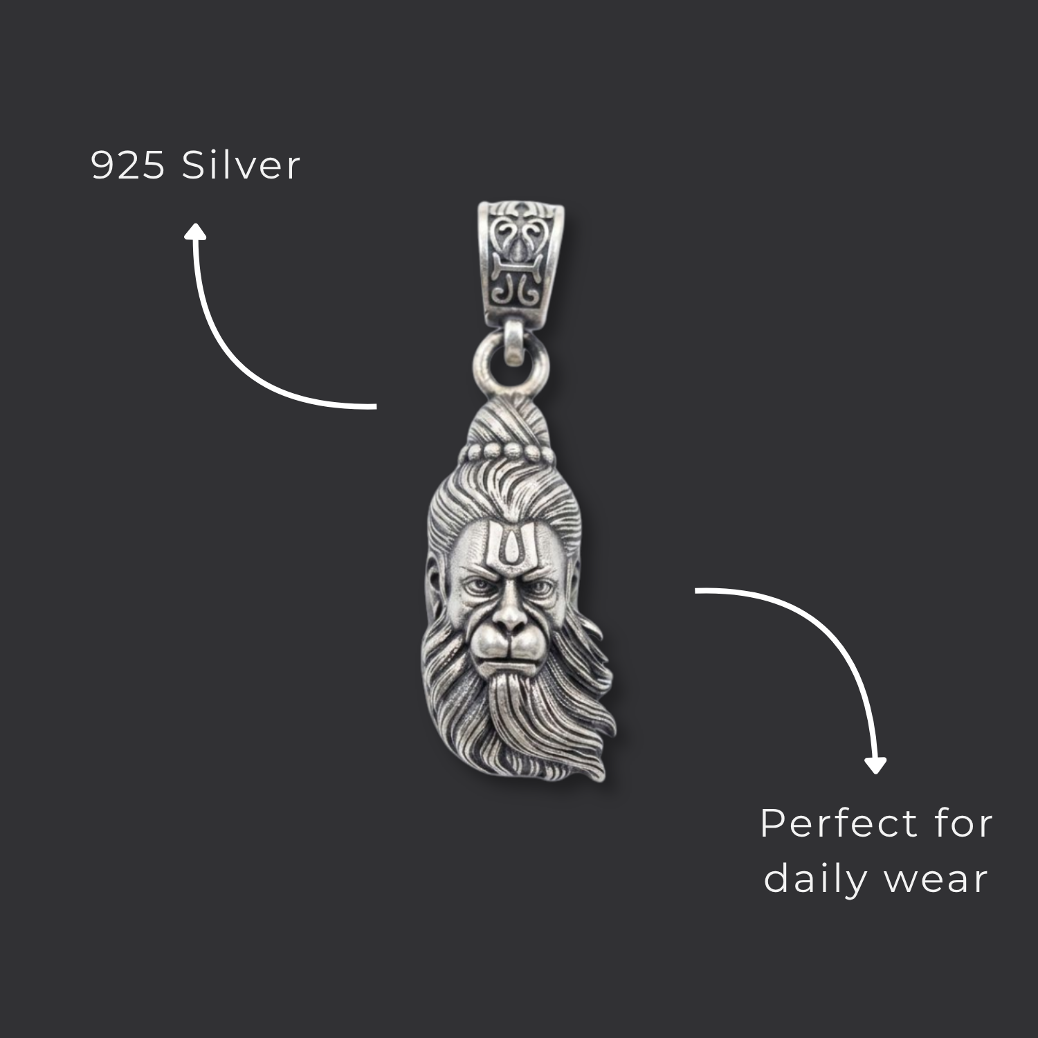 925 Silver Lord Hanuman: The Eternal Warrior Pendant