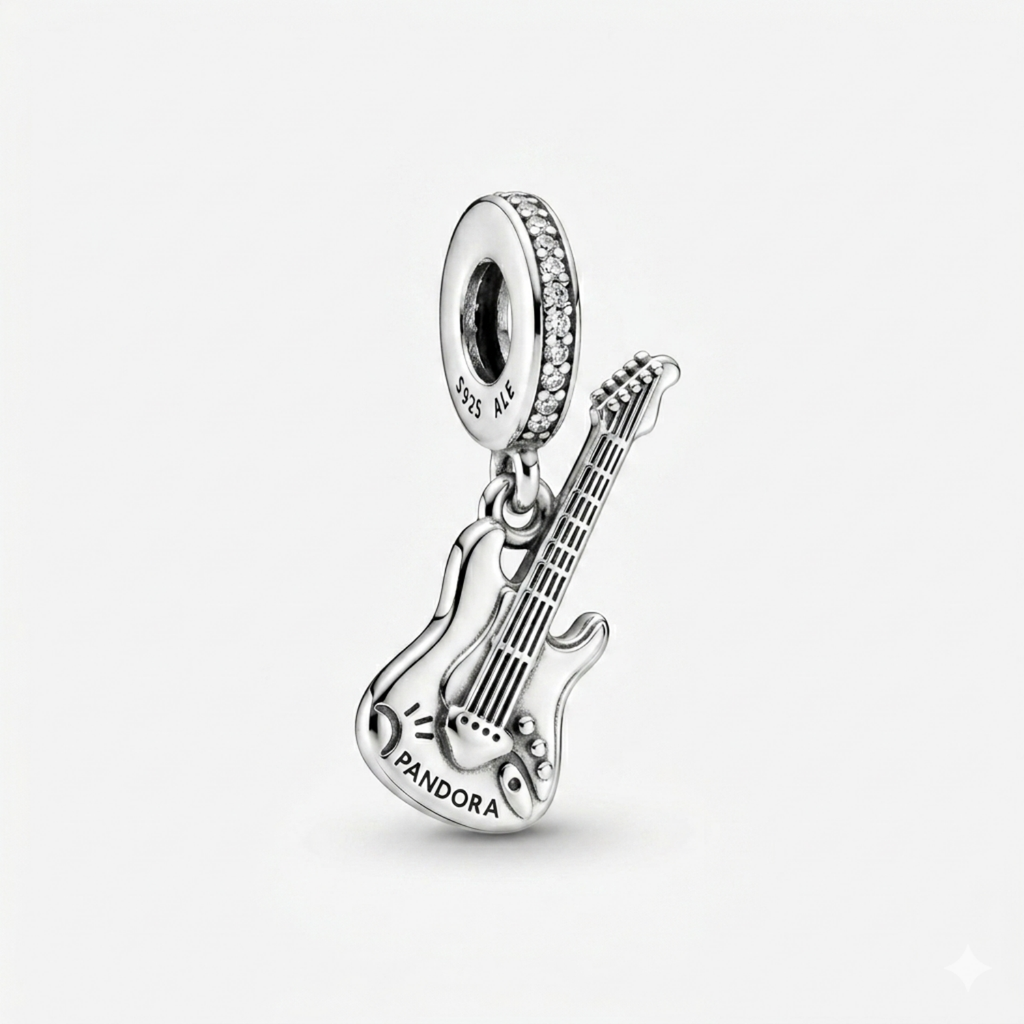 925 Silver Electric Guitar Rock Star Charm