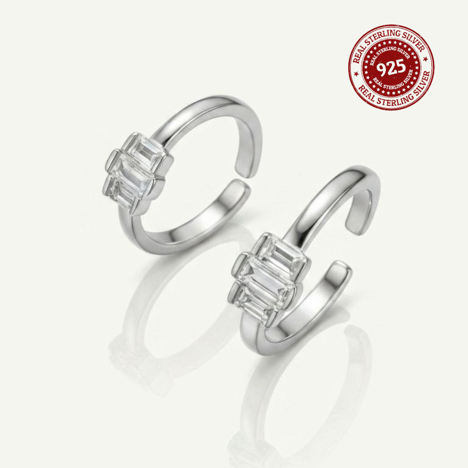 Trio Baguette CZ Adjustable 925 Silver Toe Ring