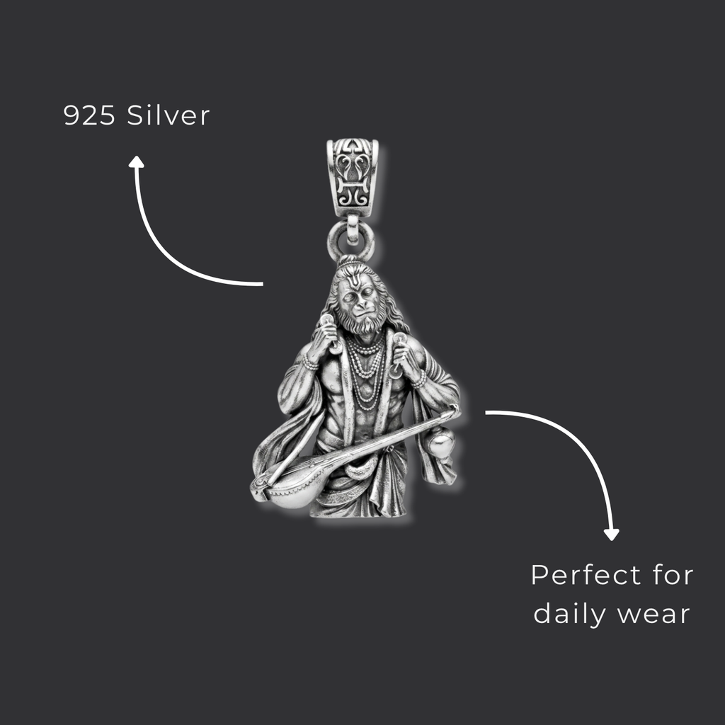 925 Silver The Bhakti Sangeet Hanuman Pendant: Devotion in Detail
