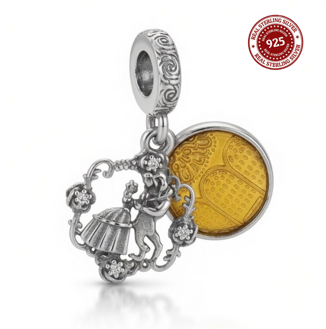 925 Silver Dancing Princess Medallion Dangle Charm