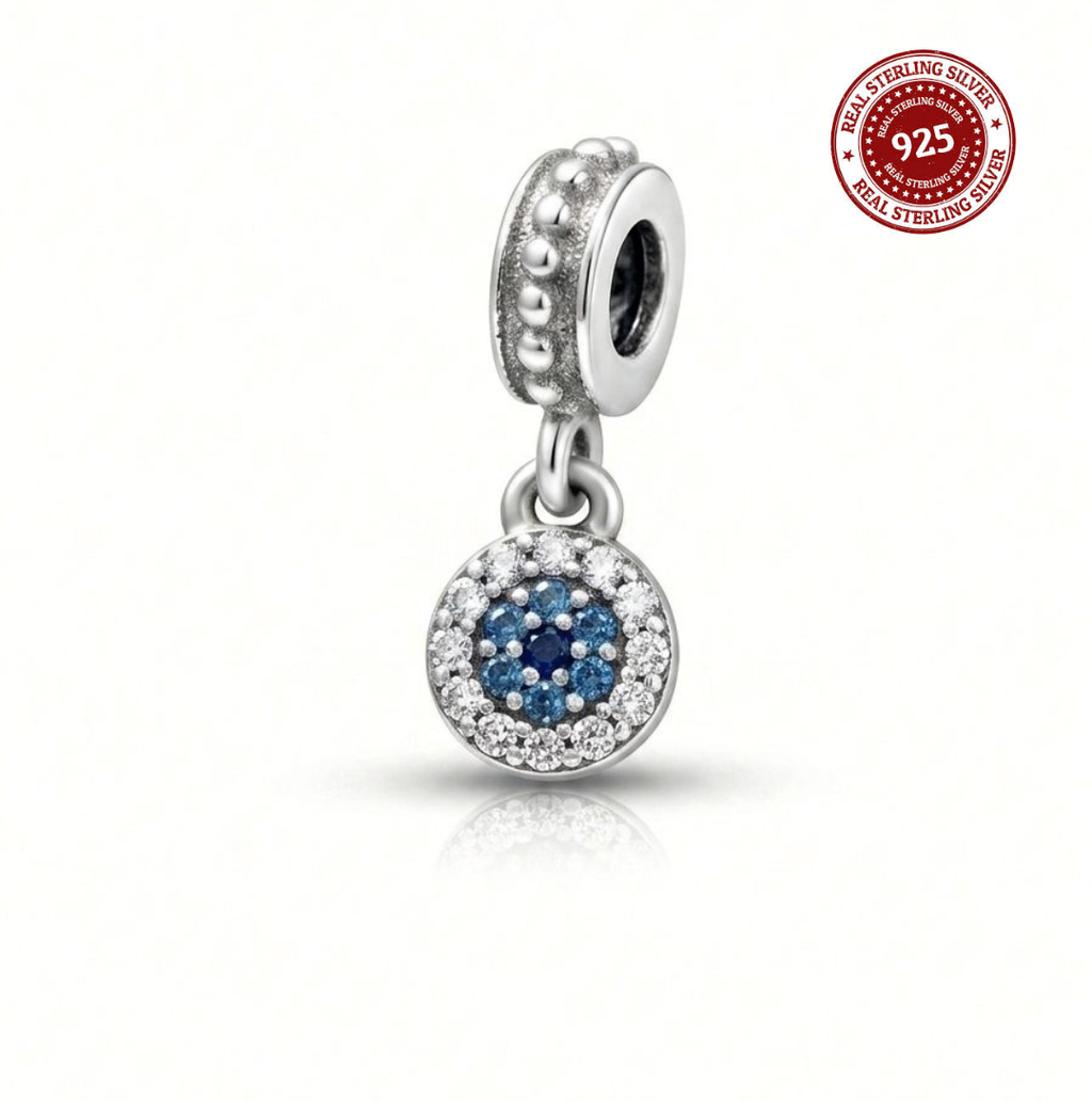 925 Silver Crystal Evil Eye Protection Charm