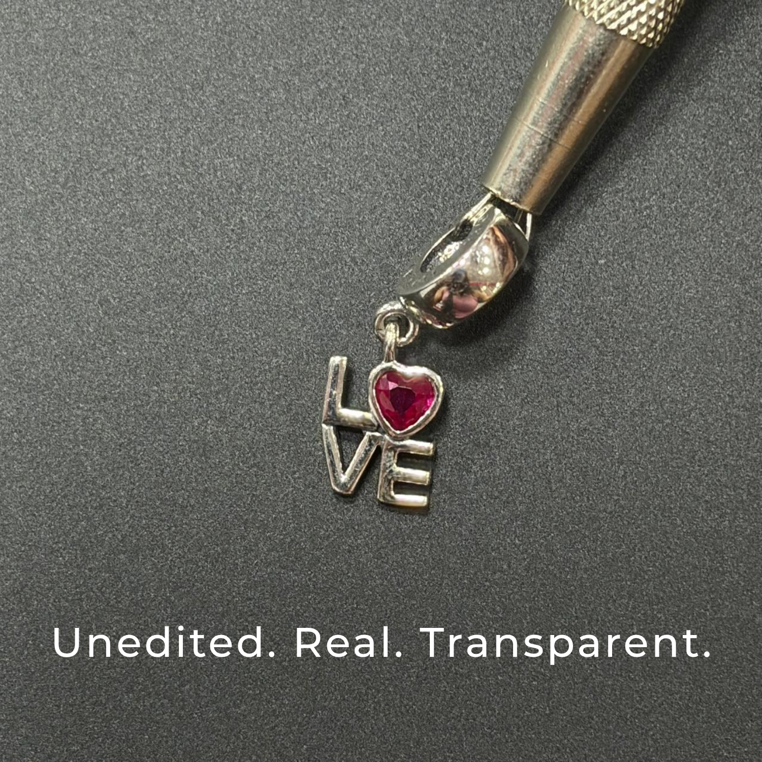925 Silver LOVE Charm with Heart Stone