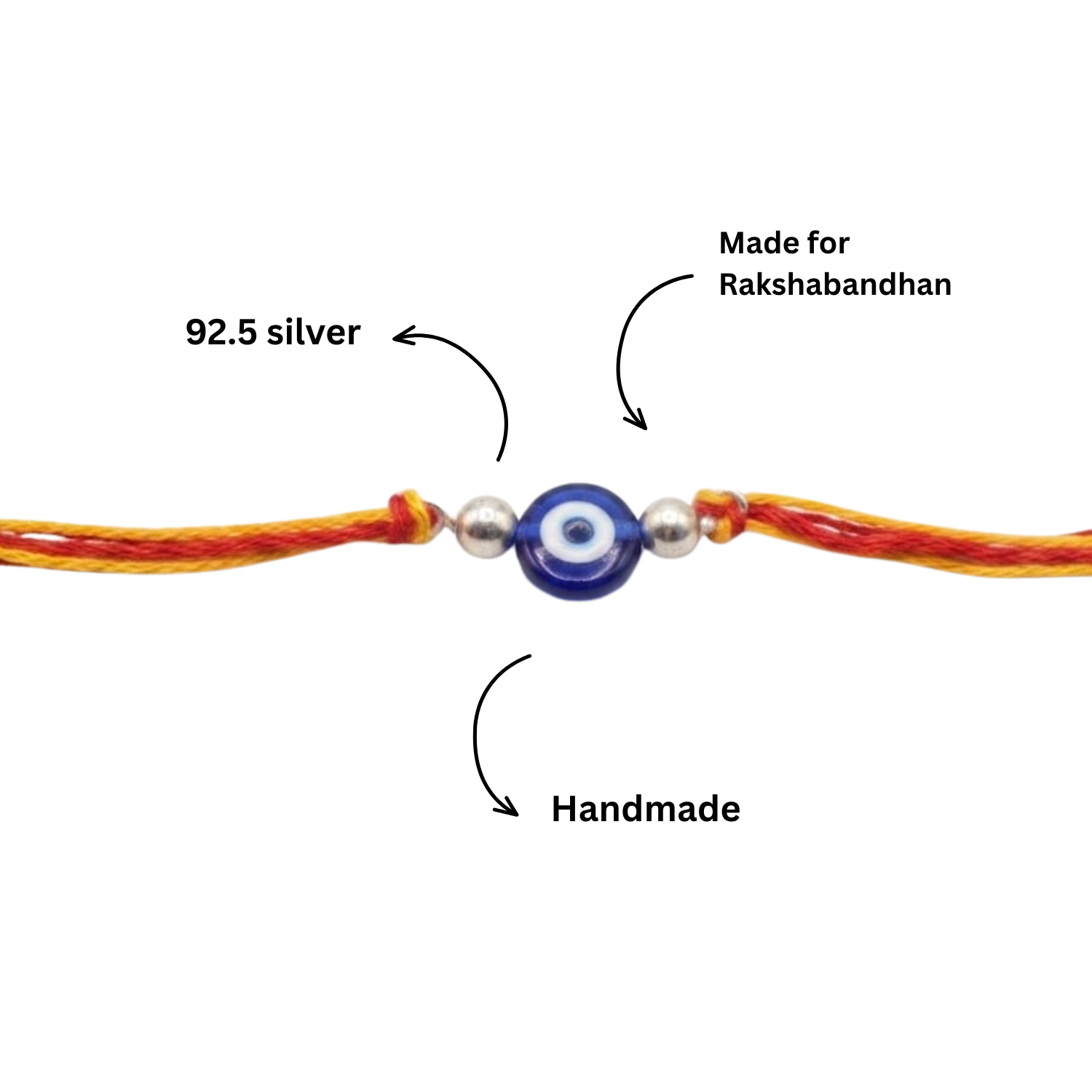 925 Silver Minimal Evil Eye Rakhi