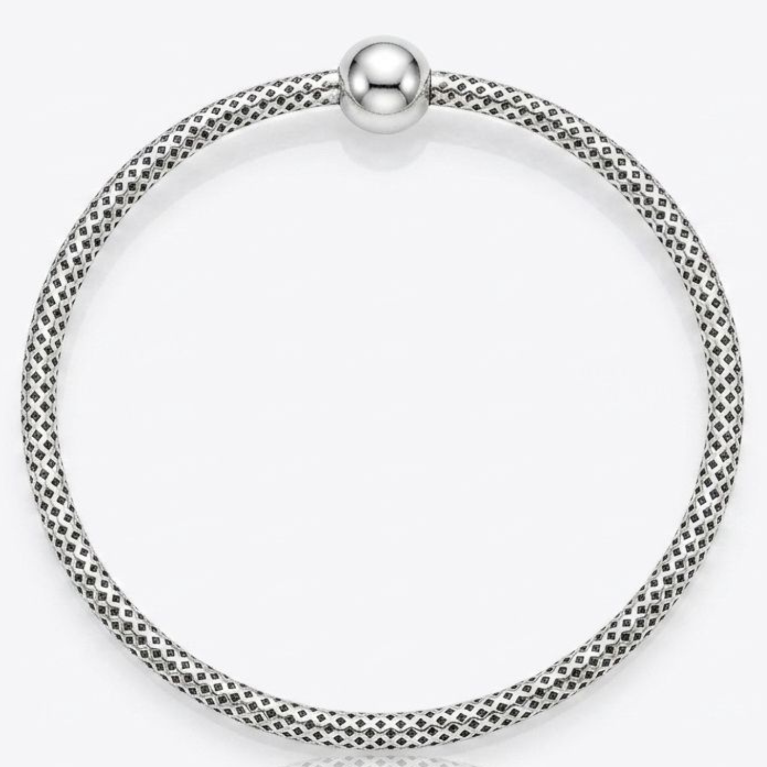 925 Sterling Silver Diamond-Pattern Mesh Bangle
