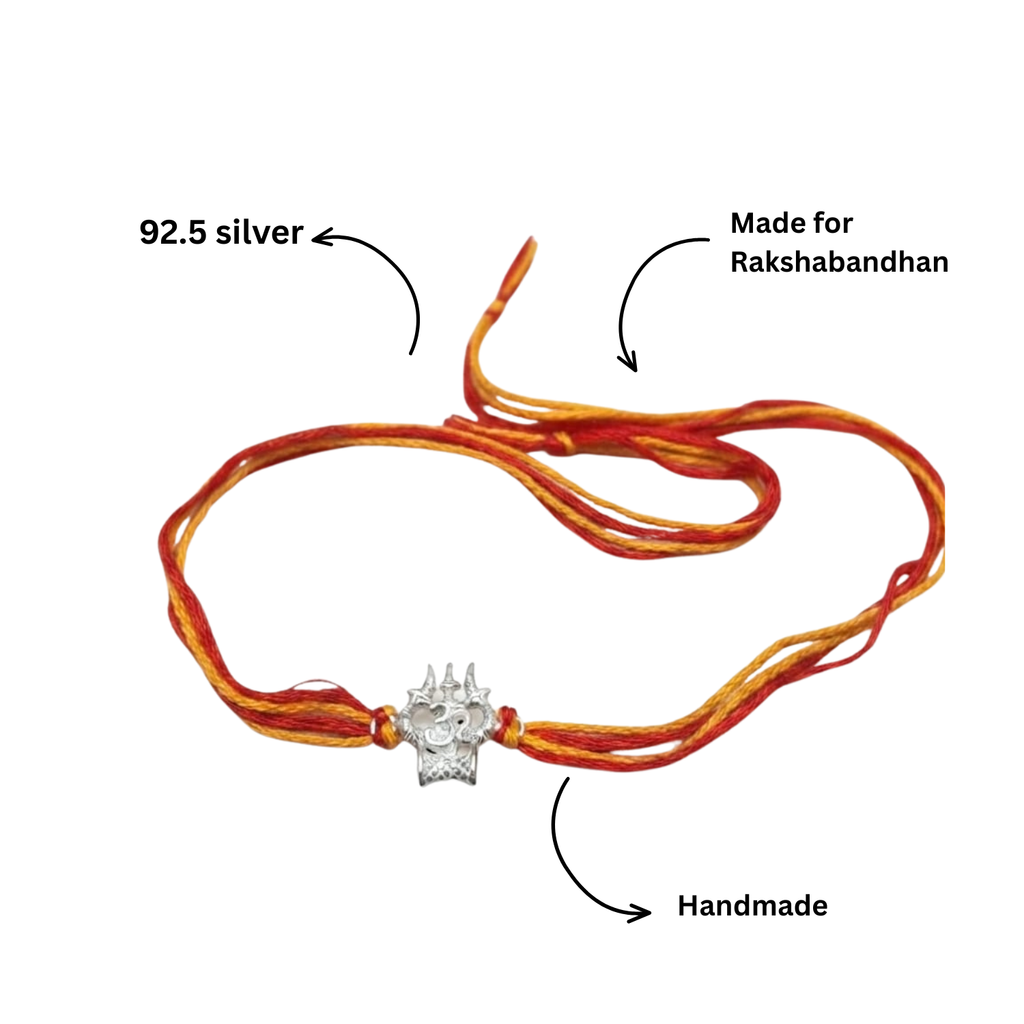 925 Silver Om Trishul Rakhi