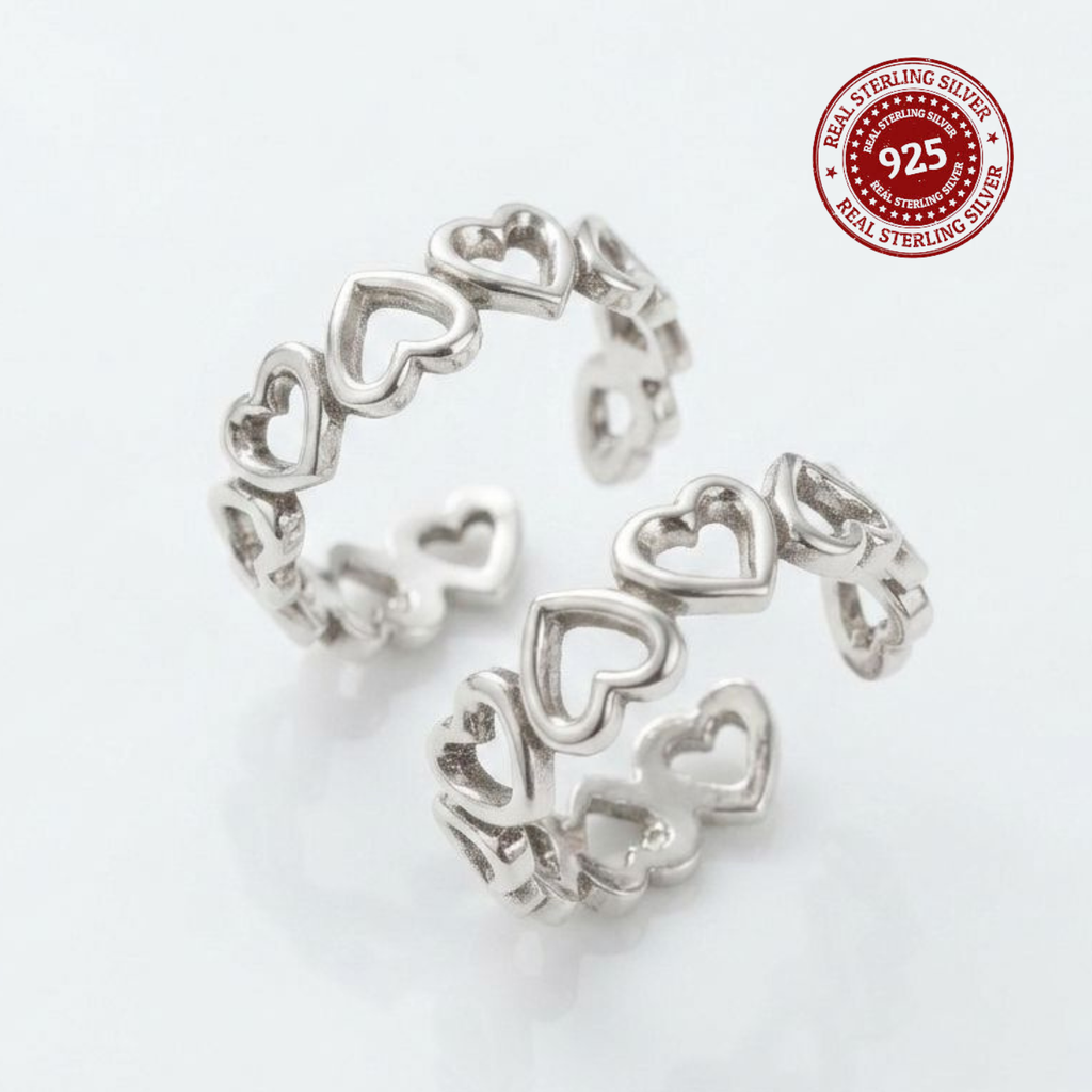 Heart Band Adjustable 925 Silver Toe Ring