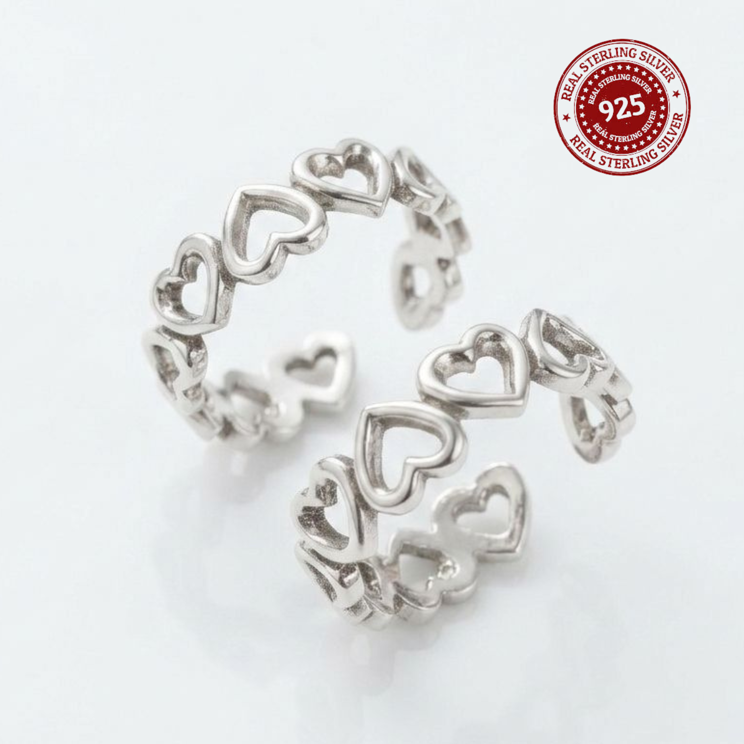 Heart Band Adjustable 925 Silver Toe Ring