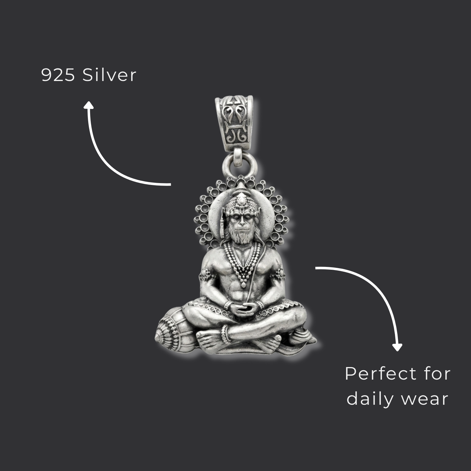 925 Silver The Vir Hanuman Amulet: Strength in Serenity