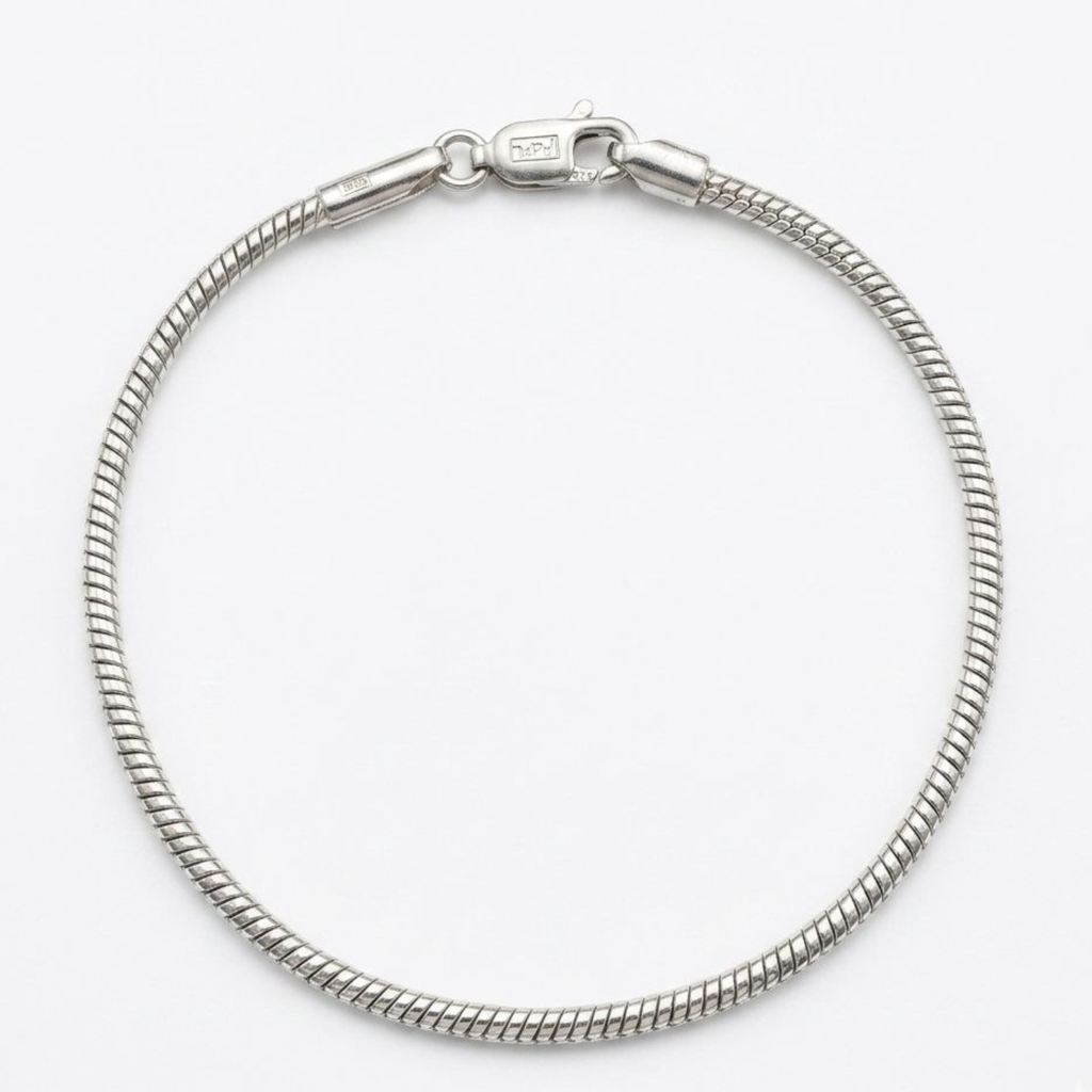 925 Sterling Silver Petite Rounded Snake Chain Bracelet