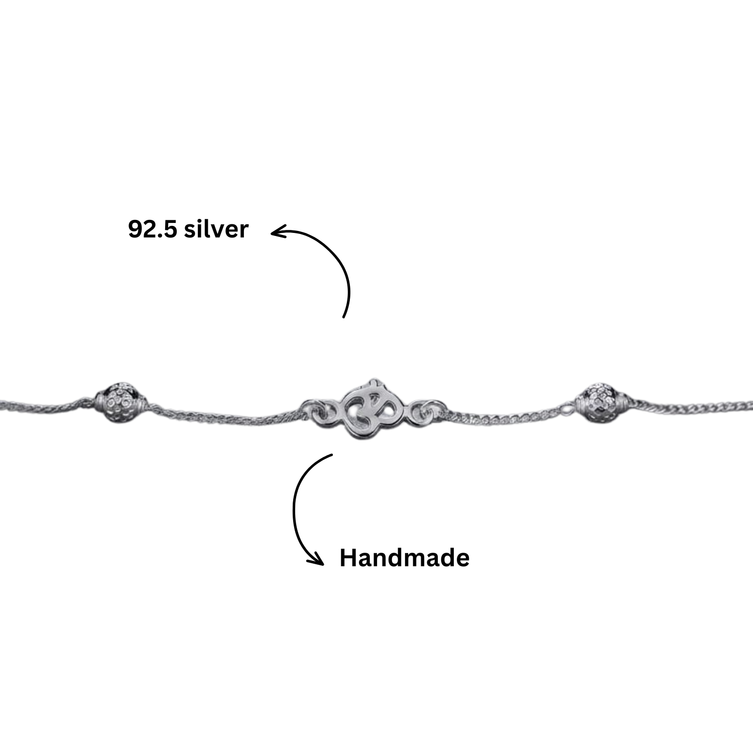 Om Motif Chain Bracelet | 92.5 Sterling Silver