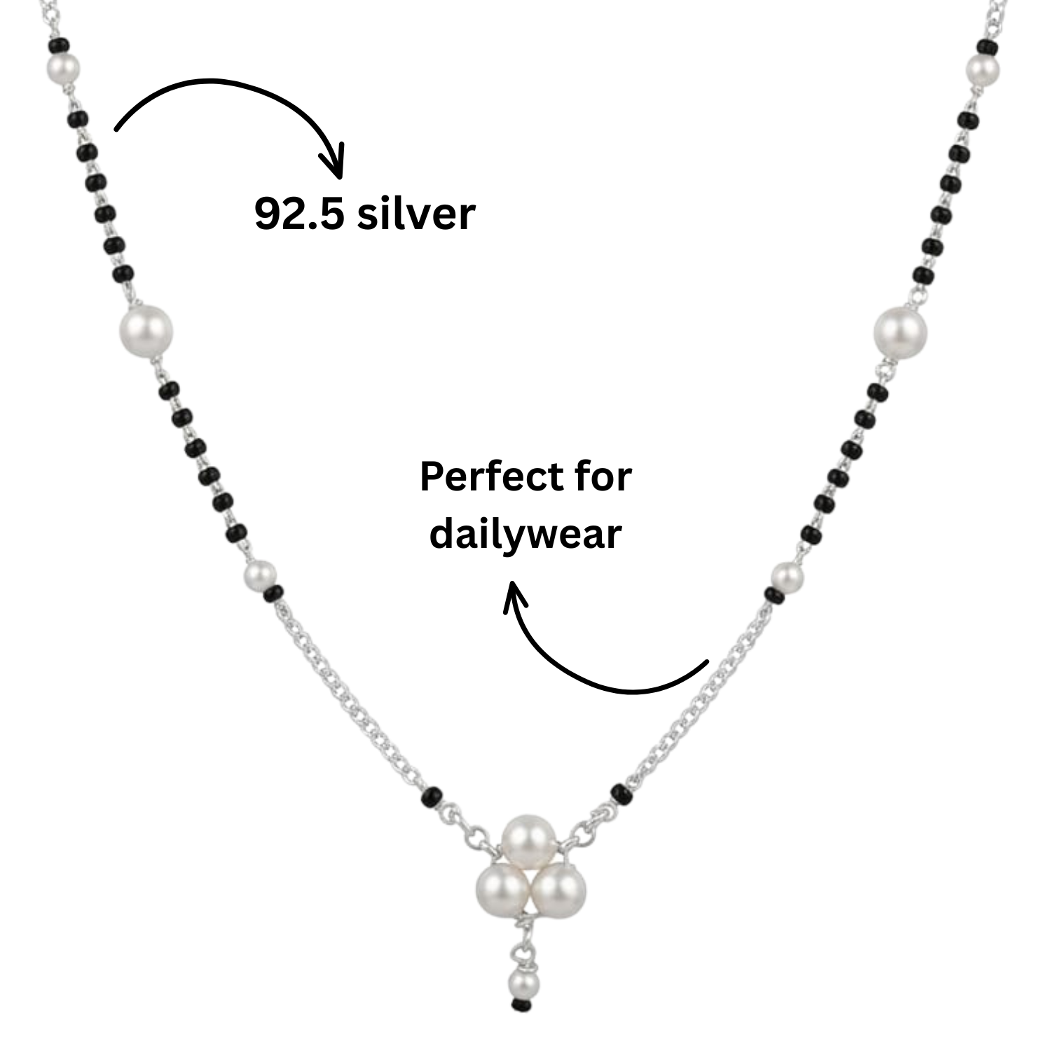 925 Silver Pearl Cluster Mangalsutra