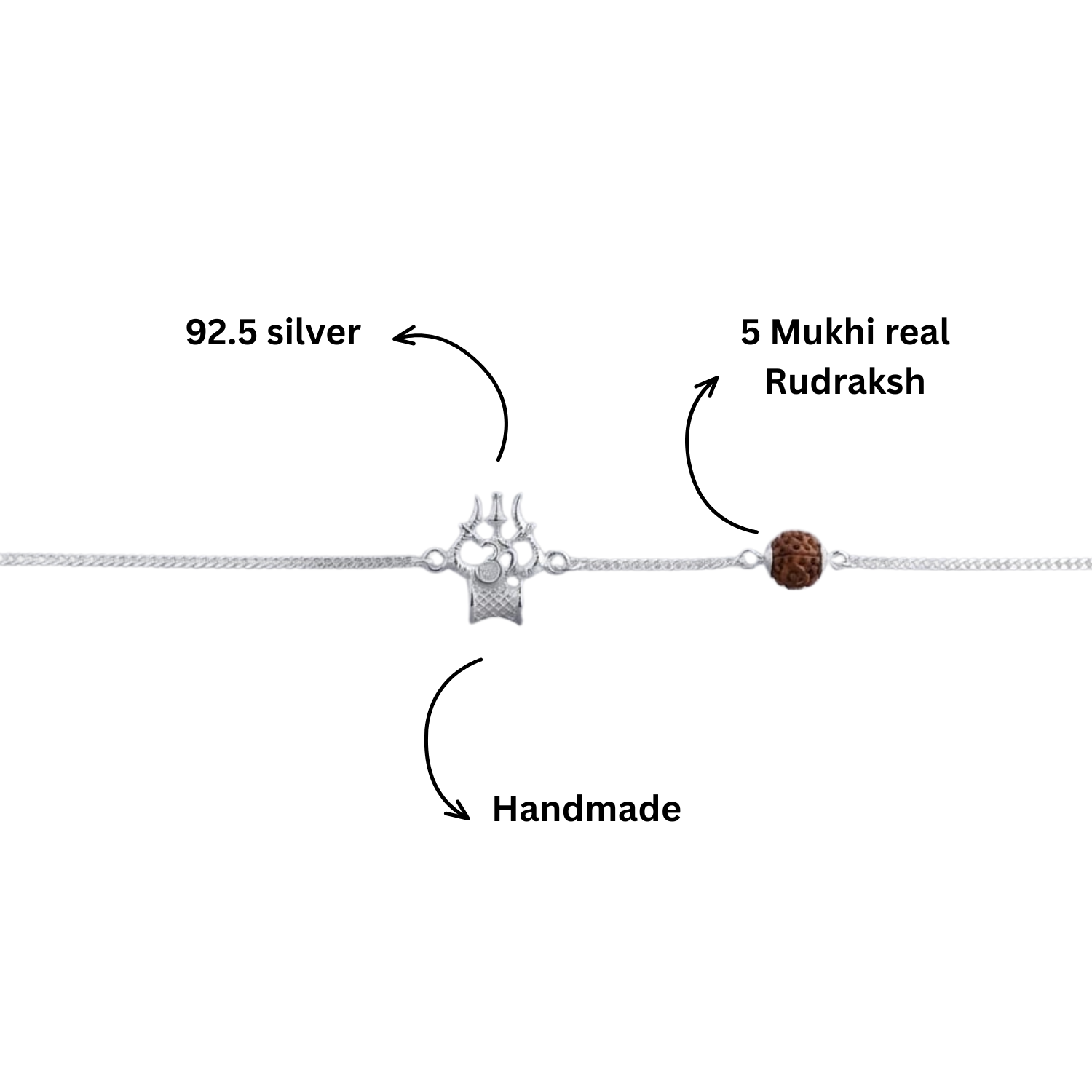 Mahadev Trishul Om Rudraksh Bracelet | 92.5 Sterling Silver