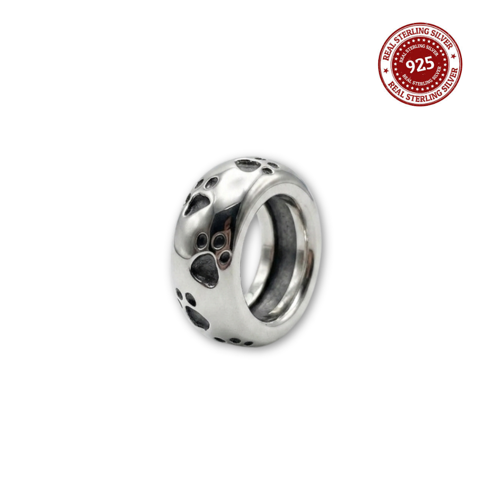 925 Silver Paw Spacer Charm