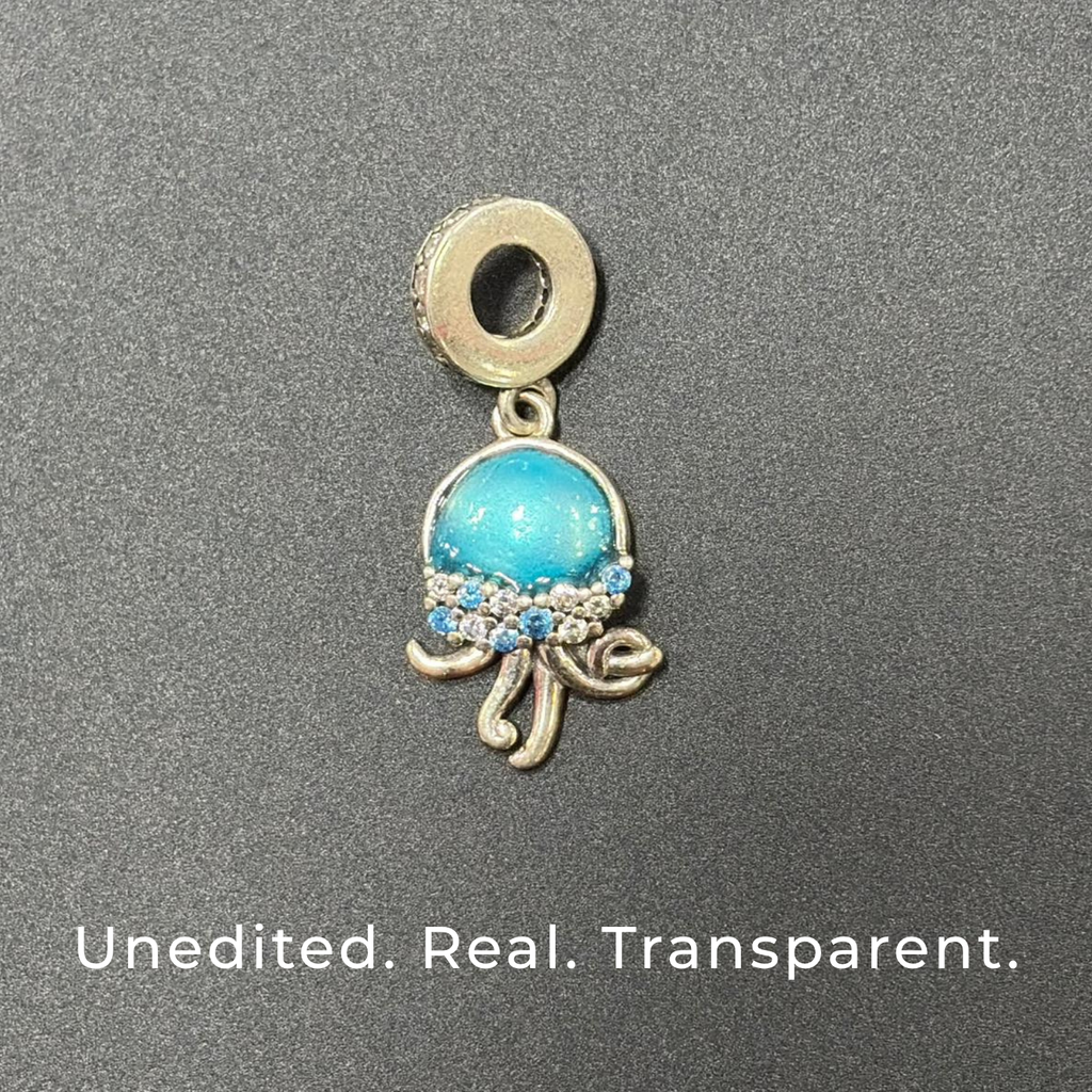 925 Silver Ocean Jellyfish Blue Dangle Charm