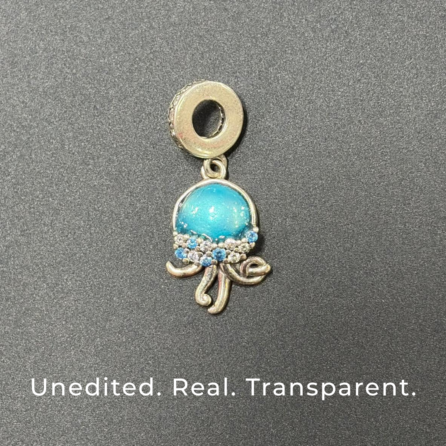 925 Silver Ocean Jellyfish Blue Dangle Charm