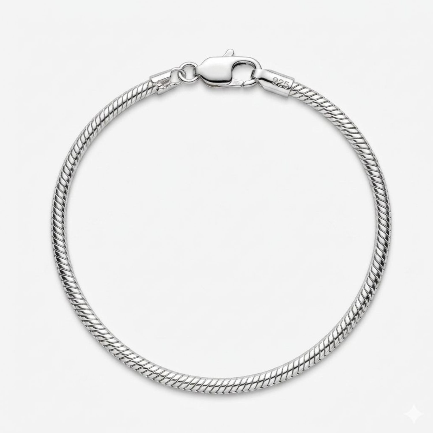 925 Sterling Silver Essential Snake Chain Charm Bracelet