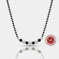 Pearl & Black Crystal Pendant 925 Silver Mangalsutra